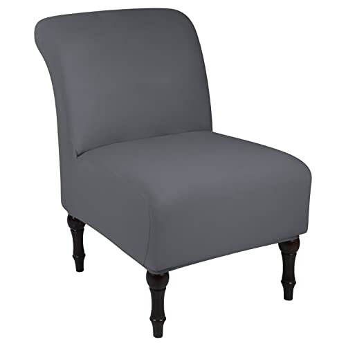 Flash Sale Buy 1 get 1 SearchI Armless Accent Chair Covers Stretch Jacquard Slipper Chair Slipcover Furniture Protector, Chair Cover Without Arms Removable Washable for Living Room Hotel(Gray)