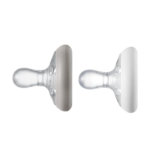 Image of Tommee Tippee Breast-Like Pacifier, Skin-Like Texture, Symmetrical Design, BPA-Free Binkies, 0-6m, 2-Count, Chestnut/Moonbeam