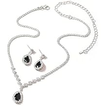GIGB PBDK Bridal Necklace Earring Jewelry Set for Women Wedding Prom Vintage Rhinestone Tennis Choker Teardrop Crystal Dangle Earrings Bridesmaid Dresses Accessories Gift