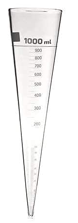 1000 ML, Graduated Borosilicate Glass 3.3, Imhoff Cone for Sedimentation and Biofloc test