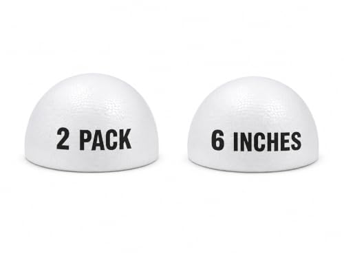 Evershine 6 Craft Foam Half Ball 2 Packs - Smooth Half Foam Polystyrene Balls for Craft and Project