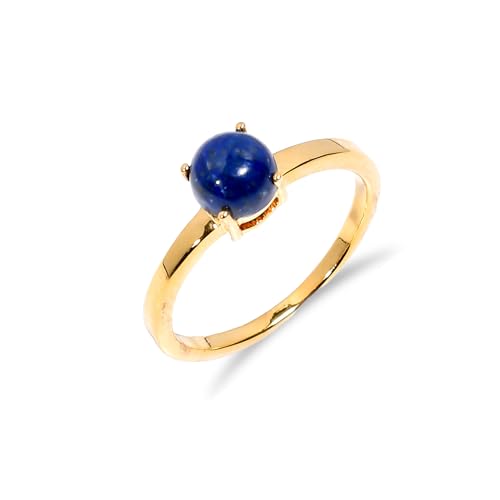 Bague en argent 925 pour femmes solitaire en lapis-lazuli naturel rond