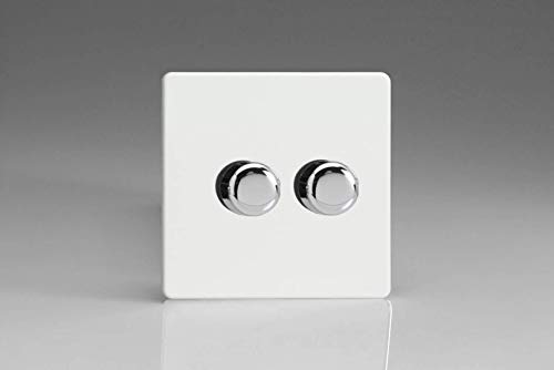 Varilight V-Pro 2 Vías macho/Off Rotary LED Dimmer interruptor de luz 2 x 0  100 W (Max 10 LEDs) Premium blanco jdqp252s