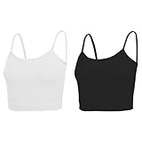 NEWITIN 2 Pack Spaghetti Strap Camisole Top Adjustable Strap Tank Top for Women (S) White/Black