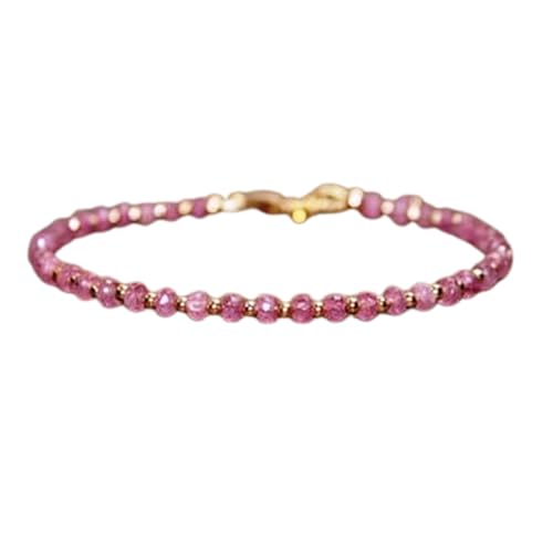 Bracelet saphir rose 3mm perles facettes homme femme LKBEADS fermoir plaqué or