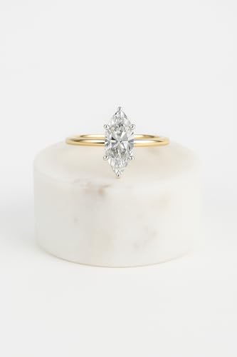 2 Ct Marquise Cut Moissanite Engagement Ring 14K Yellow Gold Vintage Solitaire Wedding Ring Antique Anniversary Promise Jewelry Friendship Day Gift for Her2