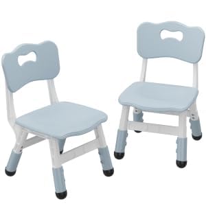 Image of 4-Pack Height Adjustable Kids Plastic Chairs, Ergonomic Backrest Kids Chairs with Non-Slip Feet, 82Kg Weight Capacity, Durable Toddler Chairs for Home Kindergarten Classroom & Activities