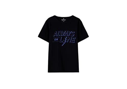 Camiseta Infantil Menino Manga Curta Com Estampa Tam 1 A 16 - Preto e Azul - 16