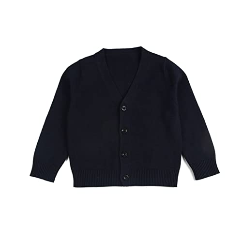 Unisex Toddler Boys Girls Cardigans Sweater School Uniforms V-Neck Long Sleeve Button Soild Cotton Knit Tops