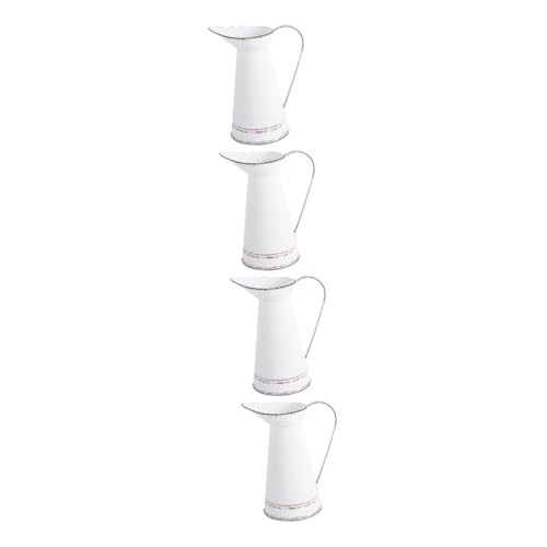 POPETPOP Tinajas Galvanizadas 4 Macetas para Plantas Suculentas Decoración De Mesa Metal Rústico Soporte para Flores Decoración De Flores Jarra De Leche Jarrón De Metal Macetero De Granja Hervidor