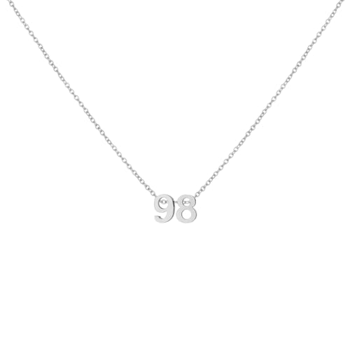 LOXUAKAM Number 98 Necklace for Women Dainty Silver Plated Number Pendant Choker Necklace Personalized Jewelry