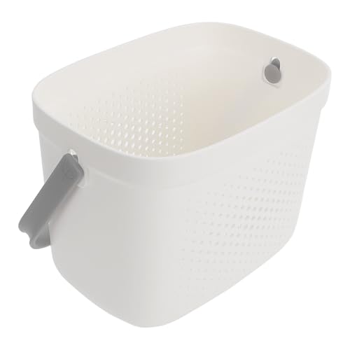 BESPORTBLE Cesta de Baño Portátil Asa Cesta Hueca para Artículos de Tocador Orificios de Drenaje Plástico Resistente en Gris Claro Accesorio para Hogar y Baño Almacenamiento Práctico