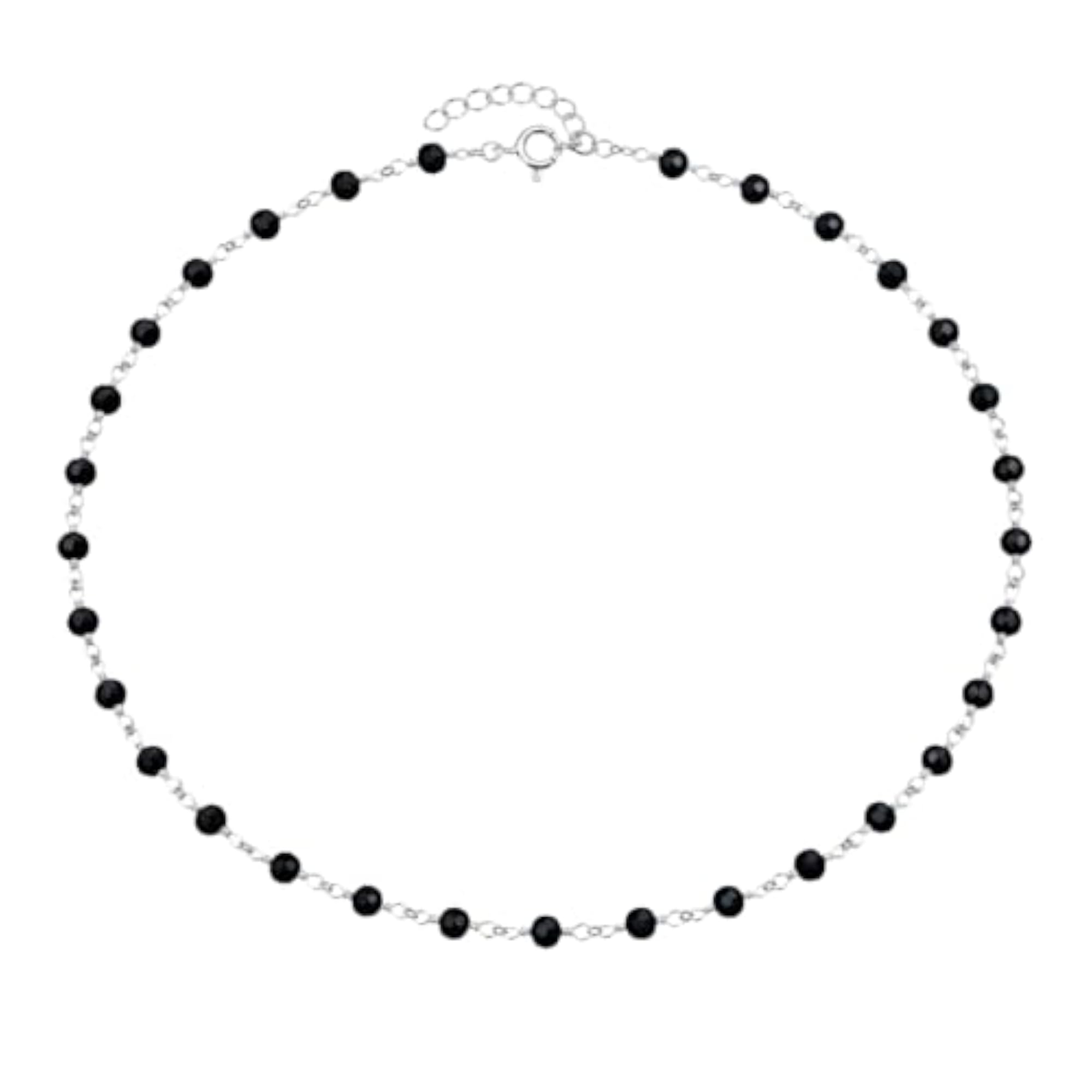 Baby Chain Looping Nazariya in 925 Sterling Silver with Black Beads