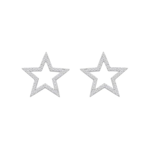 Dainty Big CZ Star S925 Sterling Silver Stud Earrings for Women Hypoallergenic Cute Sparkly Crystal Hollow Stars Geometric Statement Studs Fashion Festival Christmas Birthday Jewelry for Her Bff Daughter Thanksgiving