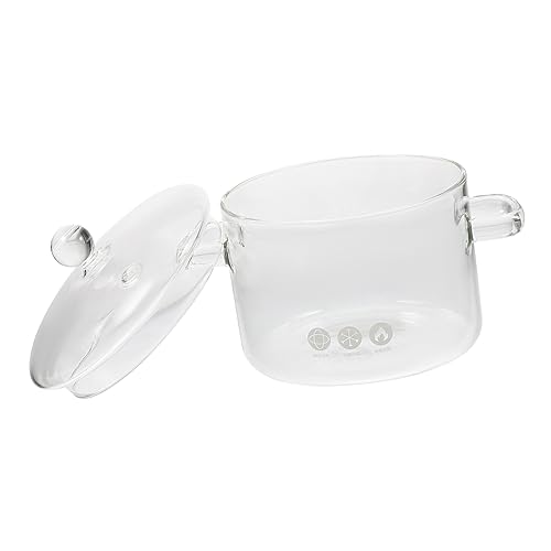 OUNONA Food Stew Pot Borosilicate Glass Stewing Pot with Lid Multi Functional Kitchen Cookware for Soup Noodle and Pasta Heat Resistant Easy to Clean for Home