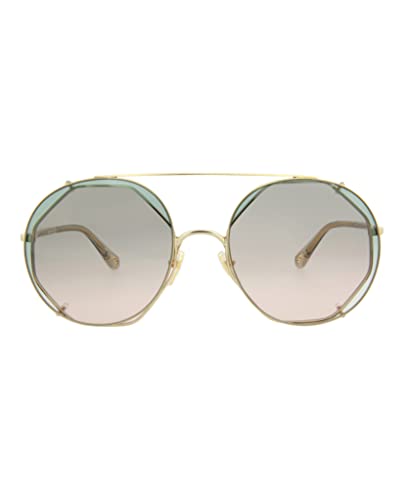 Chloé Round/Oval Sunglasses Gold Havana Green Luxury Eyewear Made In Italy Metal Frame Designer Fashion for Everyday Luxury