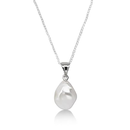 Perle de culture baroque de 12mm sur pendentif en argent 925 d'exception