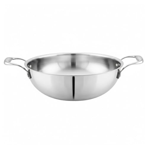 Image of Mumma's LIFE Triply Stainless Steel Kadai | 2.3 L /22cm Without Lid | Kadai for Cooking Stainless Steel Triply | 2.5mm Thick with Heavy Bottom | Designed for Gas or Induction