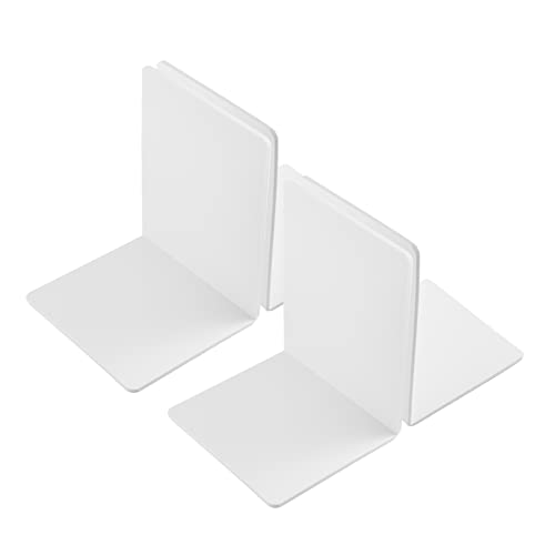 Acrylic Bookends, 2 Pairs Of Clear Invisible Book Ends For Shelves, 4Mm Heavy Duty Non Skid Book Holders For Books, Movies, Dvds, Cds, Video Games. Book Stopper For Home, Office, Library (White) #TOP7