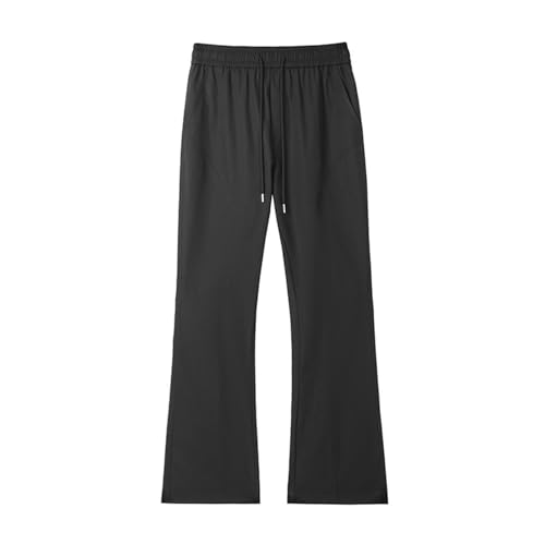 Generisch Pantalones de ocio para hombre y hombre, pantalones de pernera ancha, pantalones de bateo para hombre, pantalones de bateo de los años 70, Negro , S
