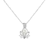 ABOOFAN Collar Diseño Minimalista Aleación y Piedra Fluorescente Colgante Luminoso de de Loto y Ajustable para Mujer Adecuado para Yoga y Bodas