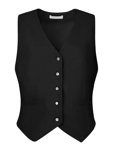 Women's Linen Vest Sleeveless Button Down V Neck Formal Business Waistcoat