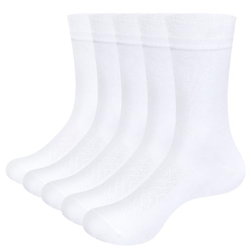 OUYJIA Calcetines de vestir casuales para hombre, blanco, 34-38