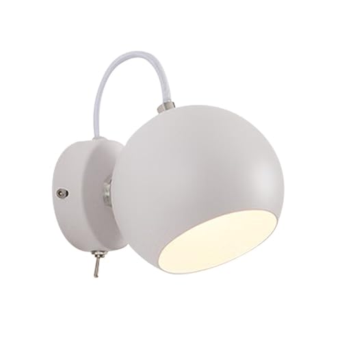 Lámpara de pared esférica para cabecera: luz de lectura ajustable blanca