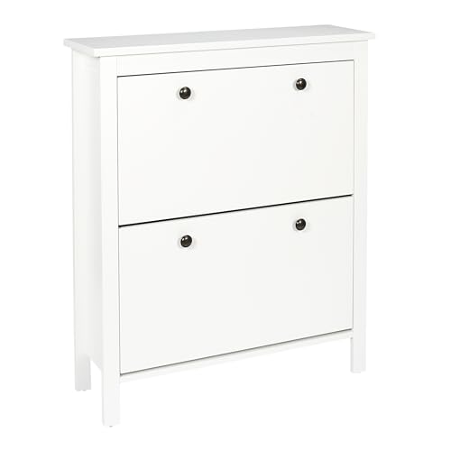 HOME DECO FACTORY - HD7384 Mueble Zapatero 2 Puertas - Almacenamiento Elegante para Entrada o Salón - Práctico y Moderno - Dimensiones 78x92x24.5 cm - Color Blanco