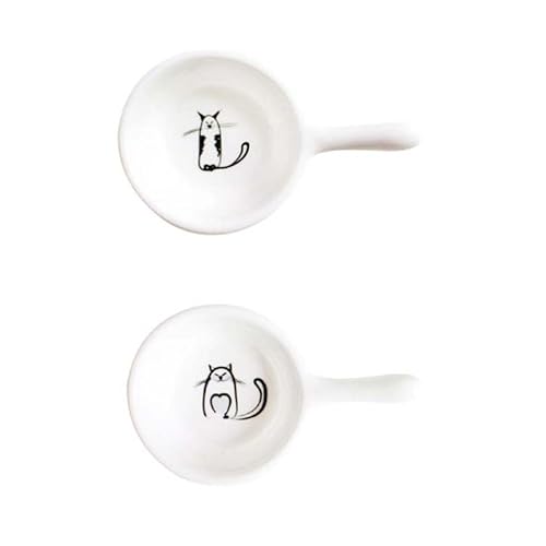Amosfun Set Di 6 Ciotole Per Salse in Ceramica Con Manico A Forma Di Gatto Elegante Contenitore Per Condimenti Per Casa Ristorante E Catering