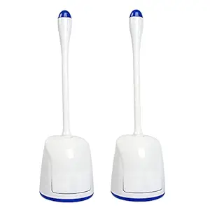 CELOX Toilet Bowl Brush and Holder, Compact Toilet Brush with Breathable Ventilation Stand Base, Bathroom Cleaning Kit, White, 2 Set