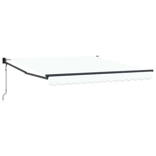 Store banne alu blanc 350 x 250 cm toile polyester motorisée à télécommande