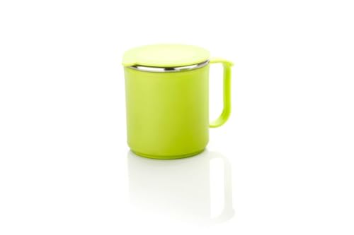 Image of King Cafe Insulated Mug With Lid & Handle, Stainless Steel Inner, Hot & Cold Thermal Cup, Leak-Proof Mug for Tea, Coffee & Milk - Plastic Exterior Home, Office & Restaurant (300ml, Multicolor)