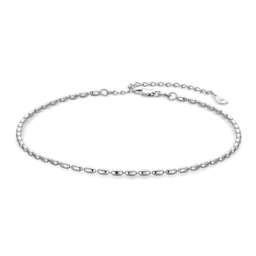 Image of CHIC & ARTSY 925 Sterling Silver Ankle Bracelets for Women, Adjustable Double Layer Chain Anklets, Minimalist Lightweight Foot Jewelry for Beach & Everyday Wear