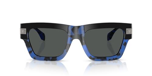 Image of Versace Man Sunglasses Havana Blue Frame, Dark Grey Lenses, 55MM