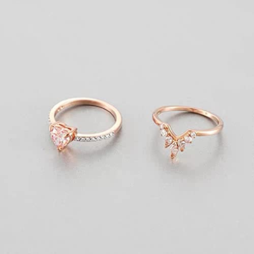 1.5 Carat Bridal Ring Set Heart Cut Cubic Zirconia Wedding Rings Curved CZ Engagement Stackable Rings for Women (Size 7)3