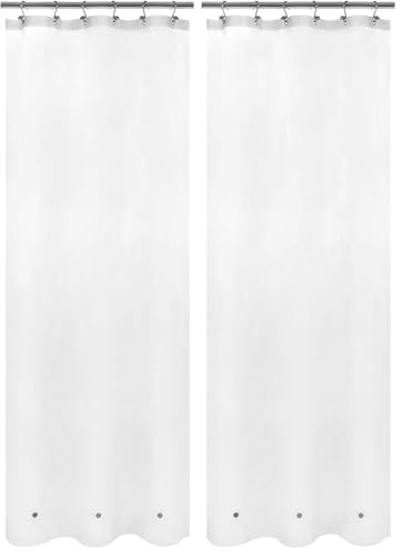 Image of Barossa Design Frosted Stall Shower Curtain Liner with 3 Magnets - 36 inch x 72 inch, Waterproof PEVA Shower Liner for Small Bathroom Stall, PVC Free, Metal Grommets - Frost, 36X72 (Pack of 2)