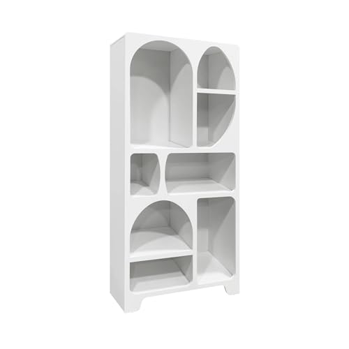 sweeek - Etagère bibliothèque Organique Effet Bois Blanc Plusieurs niches 8 Compartiments