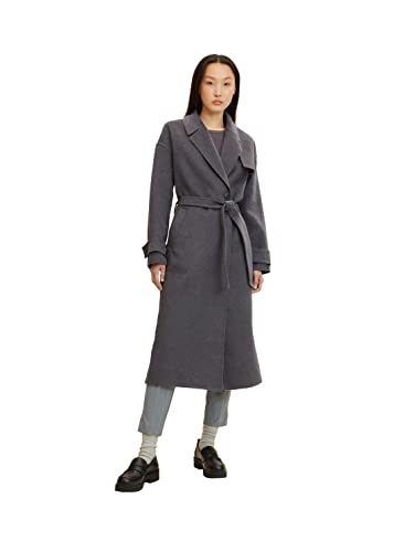 TOM TAILOR Damen Mantel mit Gürtel 1032464, 15417 - Evident Anthracite, M