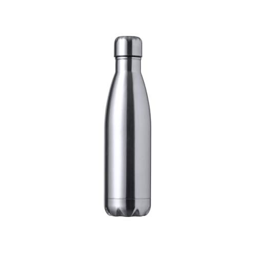 Botella de Agua Térmica de Acero Inoxidable de Doble Pared – 550ml, Libre de BPA y Mantiene tus Bebidas Frías por 24h y Calientes por 12h - Color Plata
