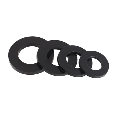 Rondelles plates en nylon noir M8x16x1.5 mm pour isolation mécanique et étanchéité