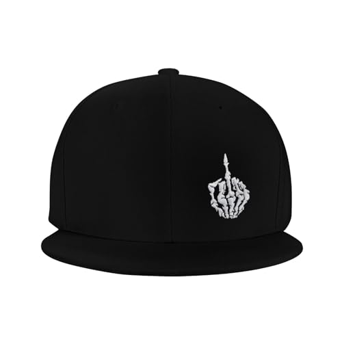 Image of Skeleton Hand Shows Horned Hand Embroidery Skull Finger Rock Baseball Cap Adjustable Snapback Roll Unisex Cool Hat