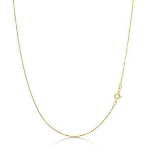 KEZEF 18k Gold Over Sterling Silver 1mm Box Chain Necklace Made in Italy | Sterling Silver Necklace Chain For Women | Gold Chain Necklace for Women, Men