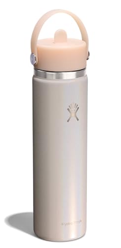 Image of Hydro Flask Water Bottle - Insulated Stainless Steel - Wide Straw Lid, Non Spill, Leakproof in 24 Oz Glimmer Cream
