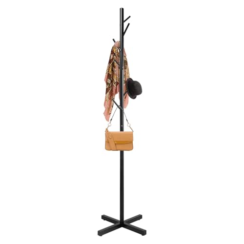 SICHENSH Perchero de pie en forma de árbol, con 8 ganchos, perchero de metal para salón, dormitorio, entrada o pasillo, 46 x 46 x 176 cm