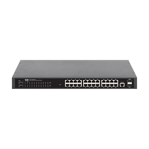 Image of Eaton Tripp Lite Series 24-Port Gigabit Managed PoE+ Switch with 2 SFP Ports, Easy Smart Web‑Managed Layer 2 Ethernet Splitter, 370W, 1 Gbps, 1U Rack Mount or Desktop, 3‑Year Warranty (NGS24C2POE-1)