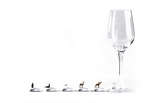 Qualy Set per calici da vino a forma di sei diversi animali, in plastica di alta qualità, multicolore, dimensioni: 3,2 cm x 4,3 cm x 3,1 cm, QL10191-MX - Image 3