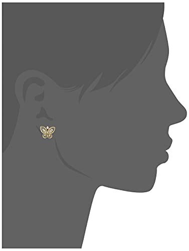 Image of Estele 24kt Gold Plated Enchnated Butterfly CZ Stud Earring for Women, Regular Size