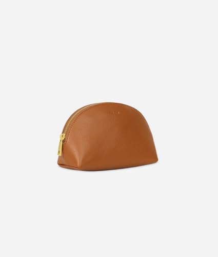 FAWN DESIGN The Cosmetic Bag, Travel Size Small Makeup Bag, Premium Pebbled Faux Leather Zipper Pouch Make Up Bag, Period Bag, 8x6x3 inches, Brown2