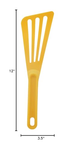 Image of Mercer Culinary Hell's Tools Hi-Heat Slotted Spatula, 12 Inch x 3.5 Inch, Yellow